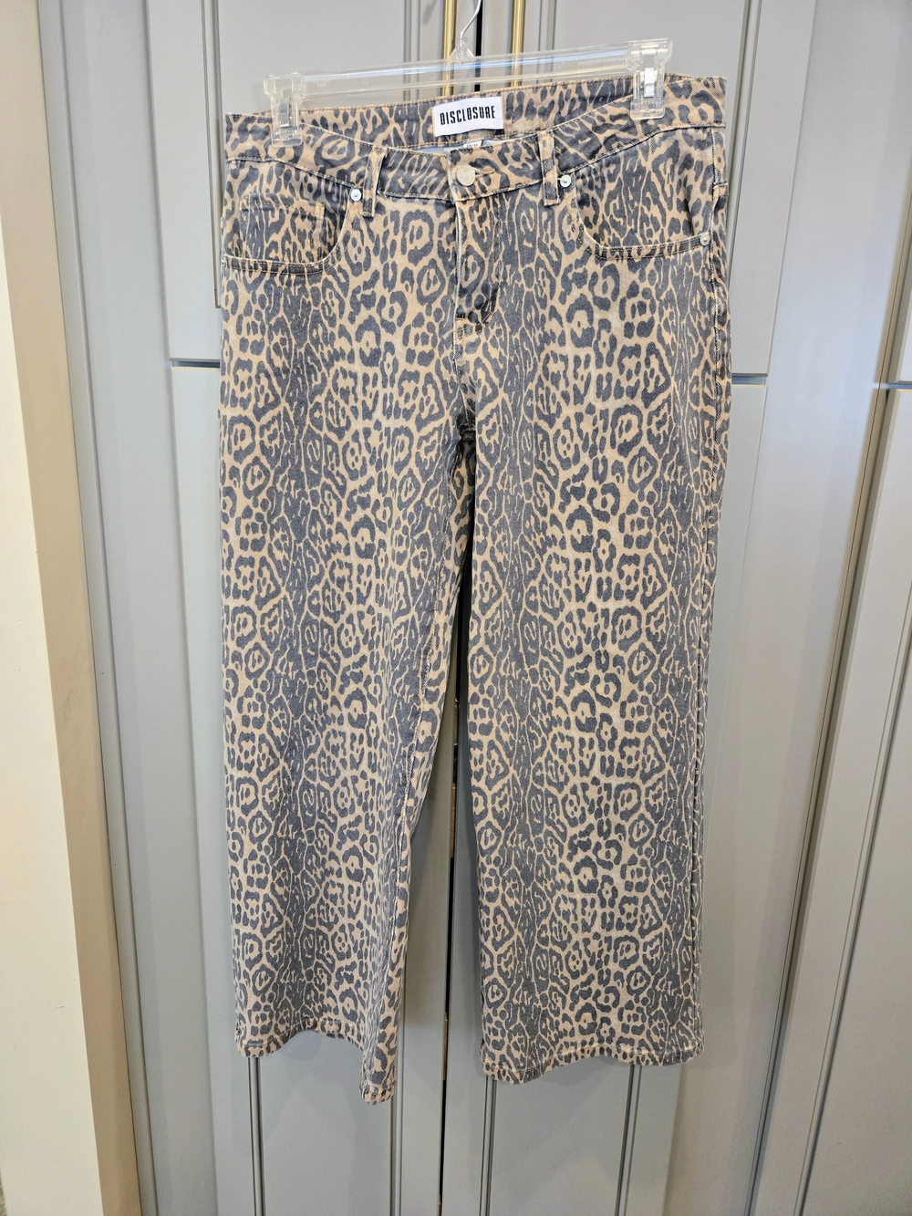 Disclosure Beige Leopard-Print Wide Leg Jeans